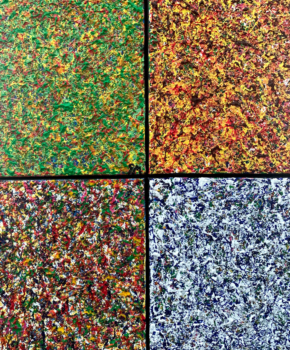 Four Seasons Composition/Acrylic Texture Canvas/20X24/Float Metal Frame 